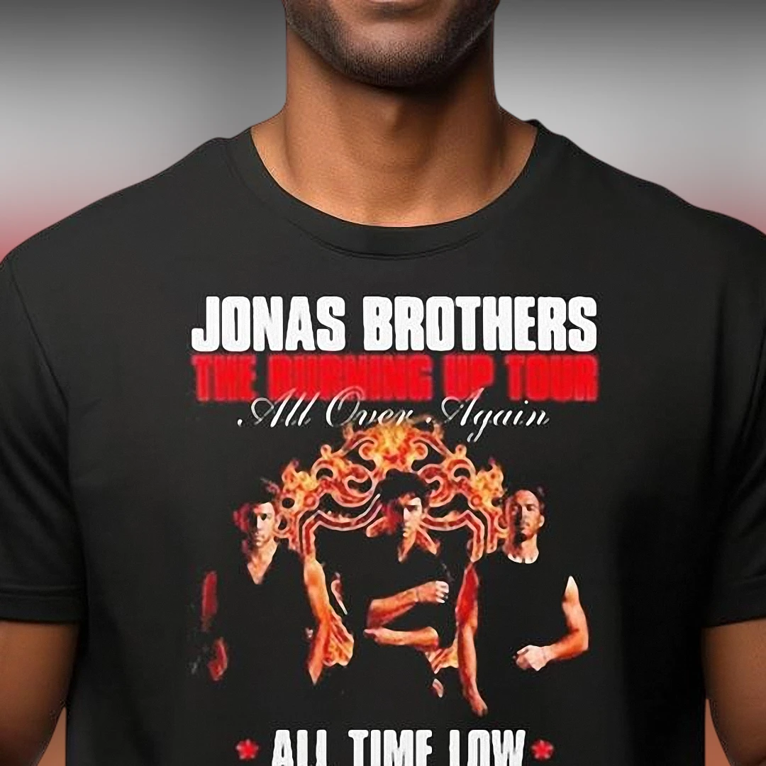 Jonas Brothers The Burning Up Tour All Over Again Tee, Vintage Concert Graphic Band Shirt