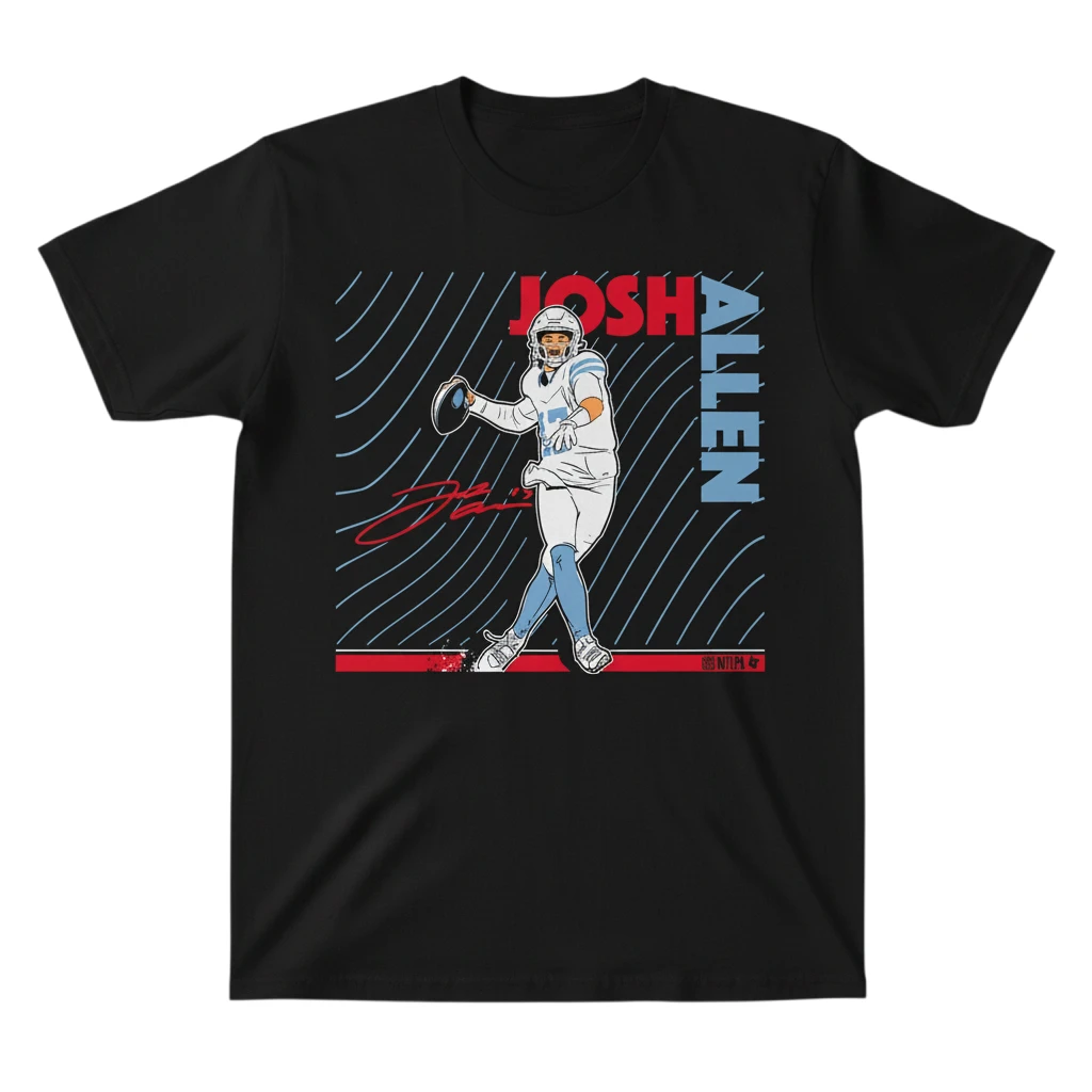 Josh Allen Graphic Tee Signature Football Player Game Day Shirt for Buffalo Fans