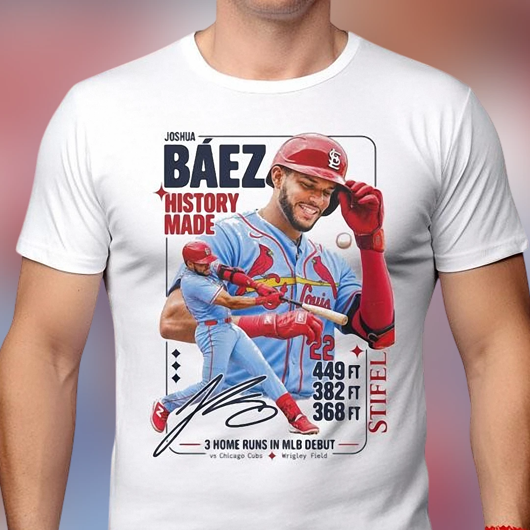 Joshua Báez History Made 3 Home Runs in MLB Debut Tee, Cardinals Baseball Fan Graphic T-Shirt
