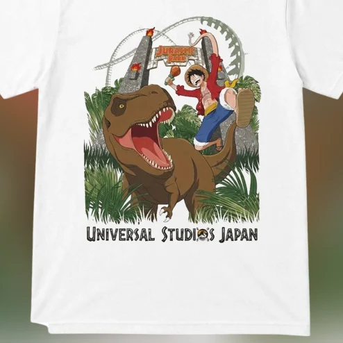 Jurassic Park Universal Studios Japan Tee Monkey D Luffy One Piece Dinosaur Anime Graphic T-Shirt