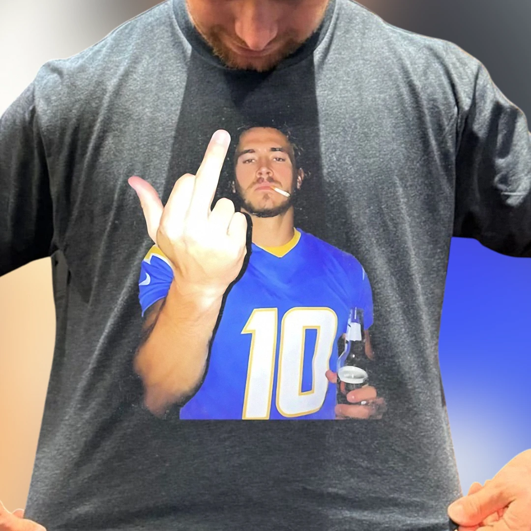 Justin Herbert Tee Funny Middle Finger Graphic Shirt for Football Fans and Game Day Tailgate