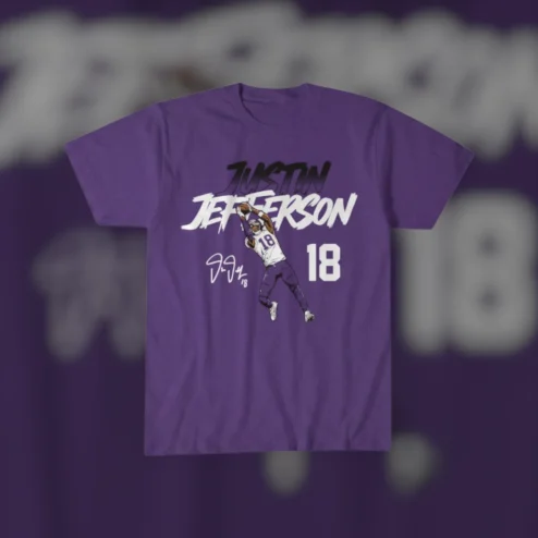 Justin Jefferson 18 Football Fan Tee Minnesota Game Day Shirt Gift
