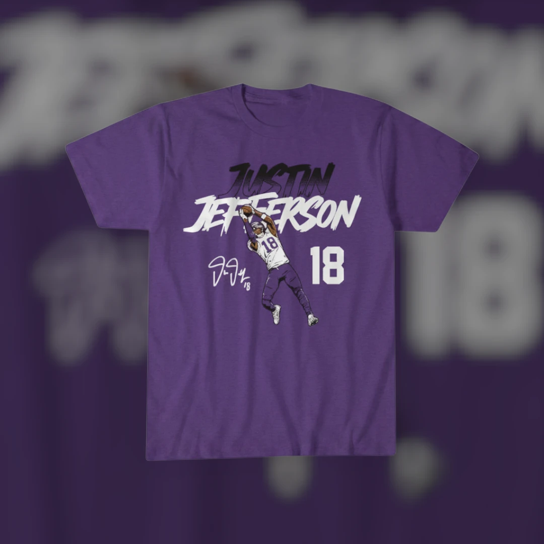 Justin Jefferson 18 Football Fan Tee Minnesota Game Day Shirt Gift