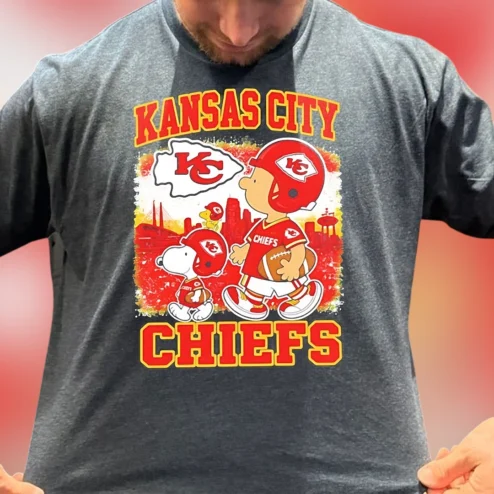 Kansas City Chiefs Snoopy and Charlie Brown Tee, Vintage KC Football Graphic Shirt for Fans