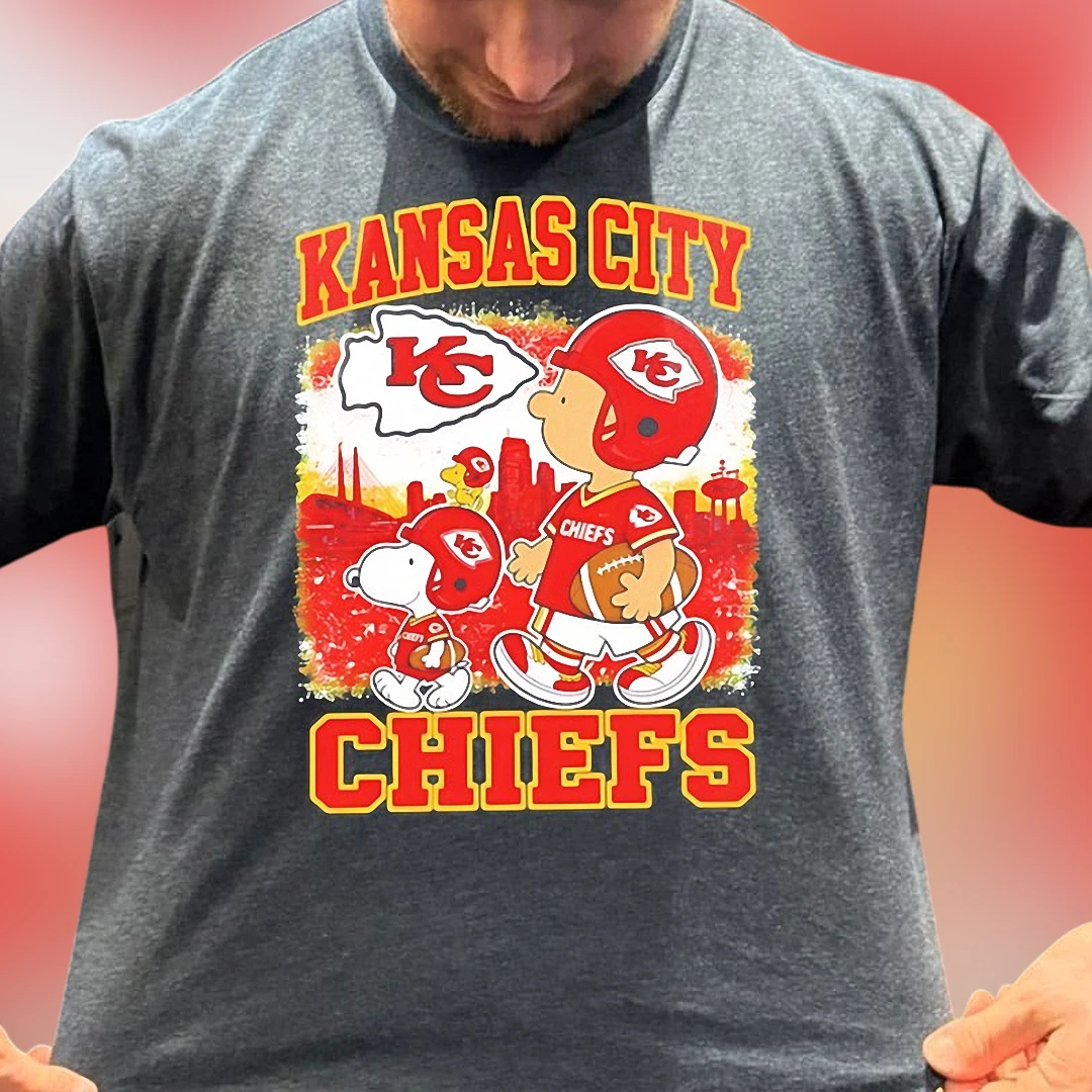 Kansas City Chiefs Snoopy and Charlie Brown Tee, Vintage KC Football Graphic Shirt for Fans