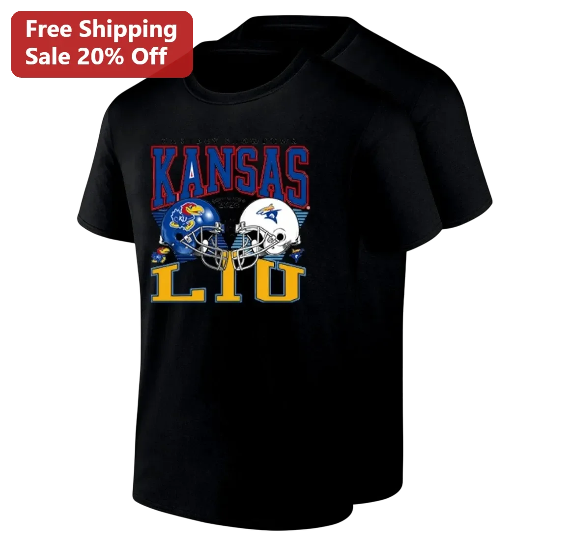 Kansas LIU Showdown 2023 Tee College Football Game Day Gift for Jayhawks and Sharks Fans