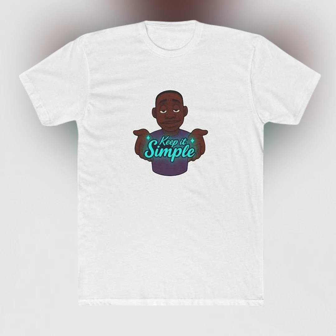 Keep It Simple Tee Funny Meme Shrug Graphic T-Shirt Casual Humor Gift