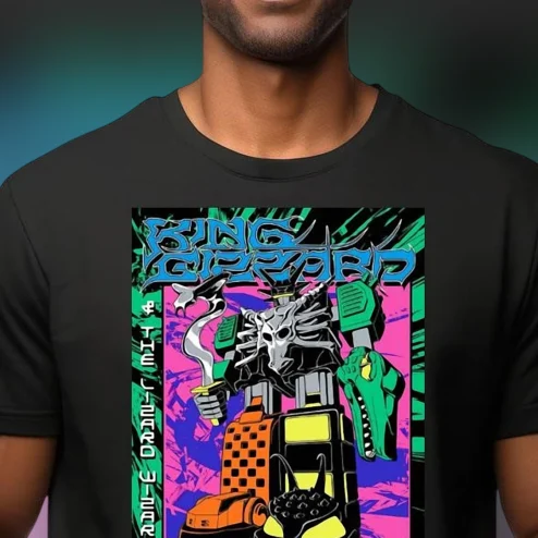 King Gizzard and the Lizard Wizard Tee Psychedelic Rock Band Robot Graphic T-Shirt for Fans