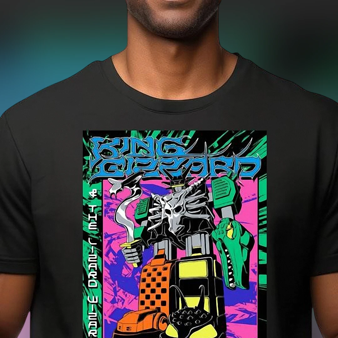 King Gizzard and the Lizard Wizard Tee Psychedelic Rock Band Robot Graphic T-Shirt for Fans
