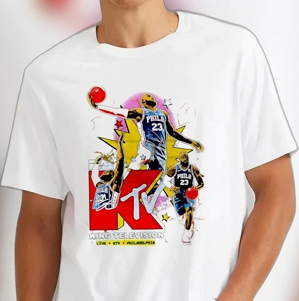 King Television KTV Live Philadelphia Joel Embiid Graphic Tee, Vintage 90s Bootleg Basketball Shirt
