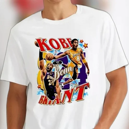 Kobe Bean Bryant Vintage Tribute Tee Retro 90s Bootleg Basketball Legend Graphic Shirt for Lakers Fans