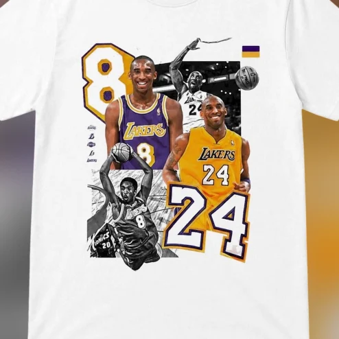 Kobe Bryant 8 and 24 Lakers Tribute Graphic Tee, Los Angeles Basketball Fan Vintage Retro Shirt Gift