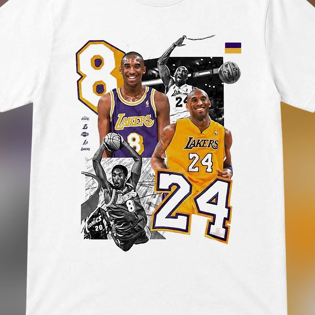 Kobe Bryant 8 and 24 Lakers Tribute Graphic Tee, Los Angeles Basketball Fan Vintage Retro Shirt Gift