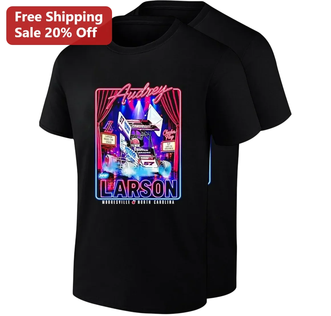 Kyle Larson Mooresville North Carolina Sprint Car Racing Tee, Neon Dirt Track Graphic Gift for NASCAR Fans