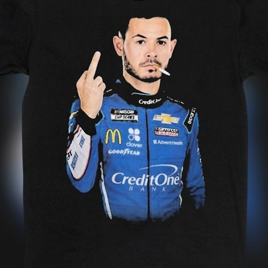 Kyle Larson Smoking Middle Finger Graphic Tee, Funny NASCAR Racing Fan Shirt for Race Day