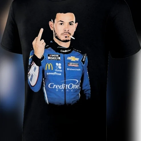 Kyle Larson Smoking Middle Finger Graphic Tee Funny Racing Driver Fan T-Shirt