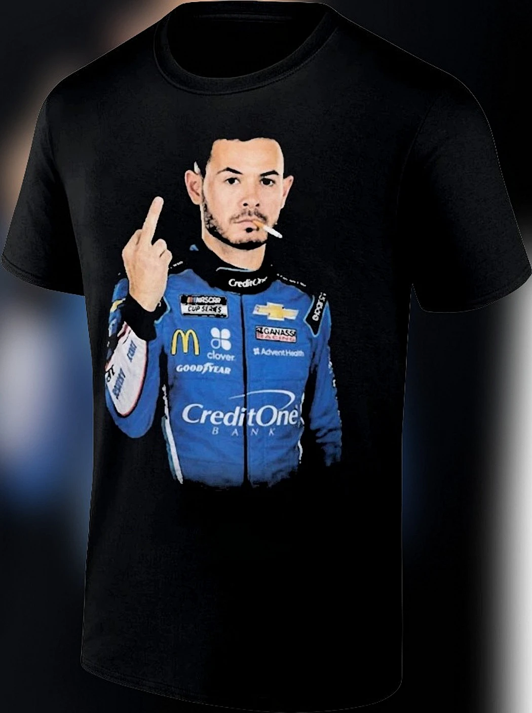 Kyle Larson Smoking Middle Finger Graphic Tee Funny Racing Driver Fan T-Shirt