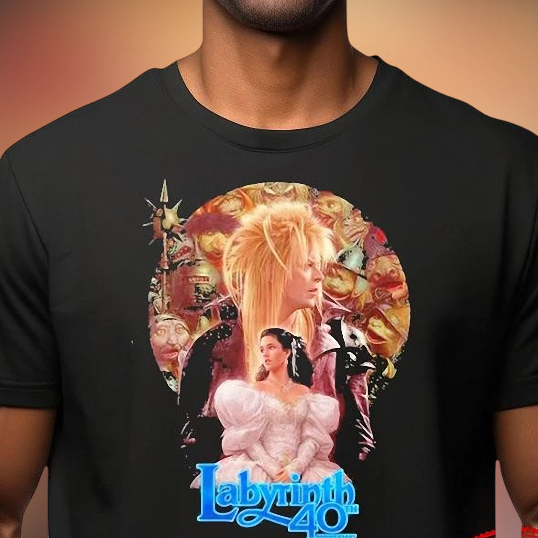 Labyrinth 40th Anniversary Graphic Tee, Vintage Jareth and Sarah 80s Fantasy Movie Shirt Gift