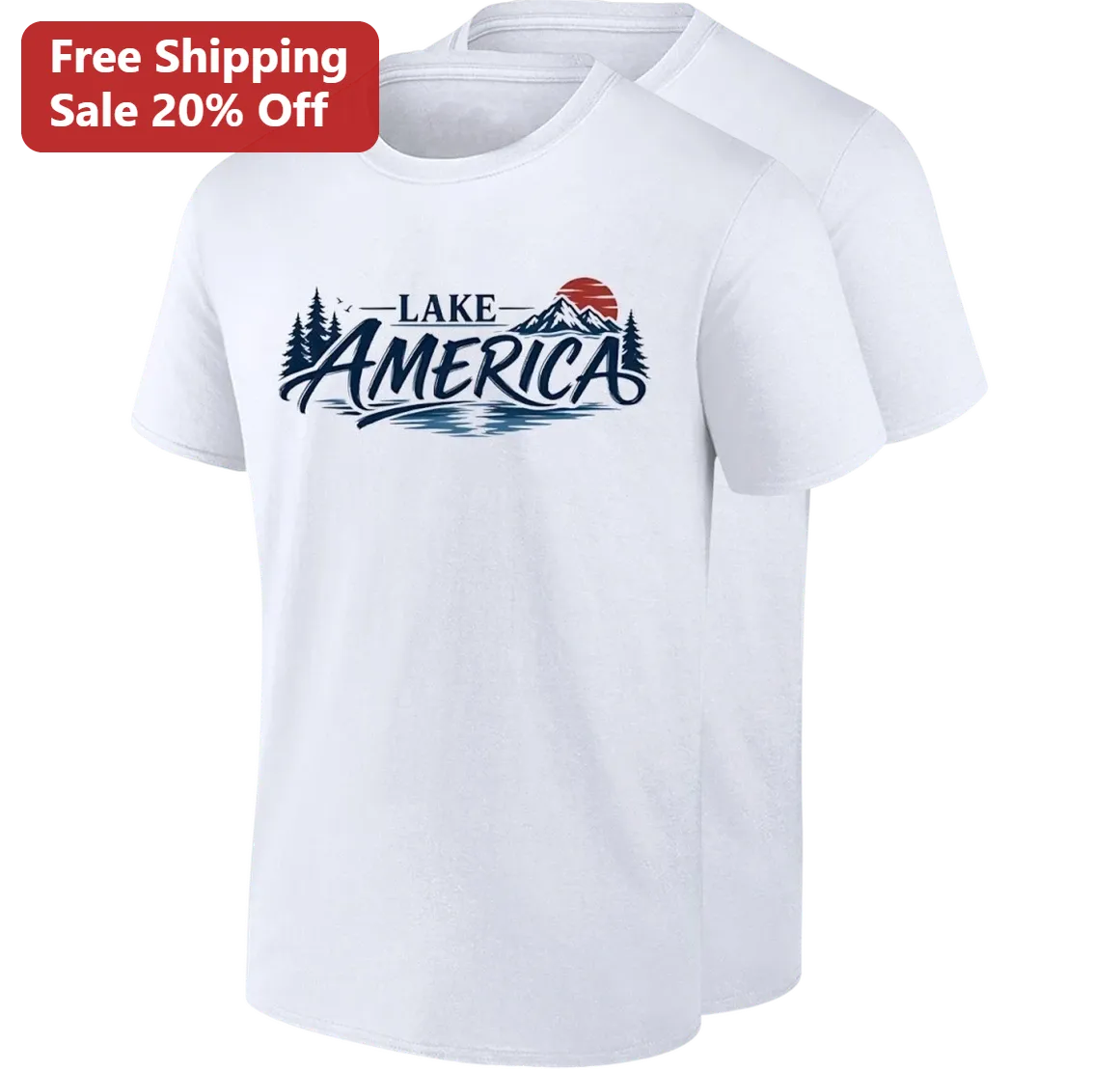 Lake America Tee Patriotic Lake Life Vintage Graphic Shirt Gift for Lake House Owners and Outdoor Lovers