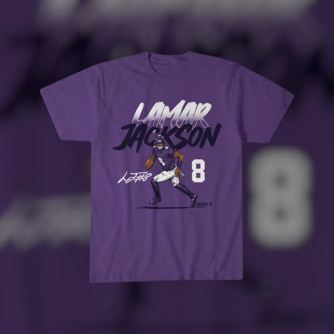 Lamar Jackson Game Day Tee Number 8 Signature Baltimore Football Fan Shirt
