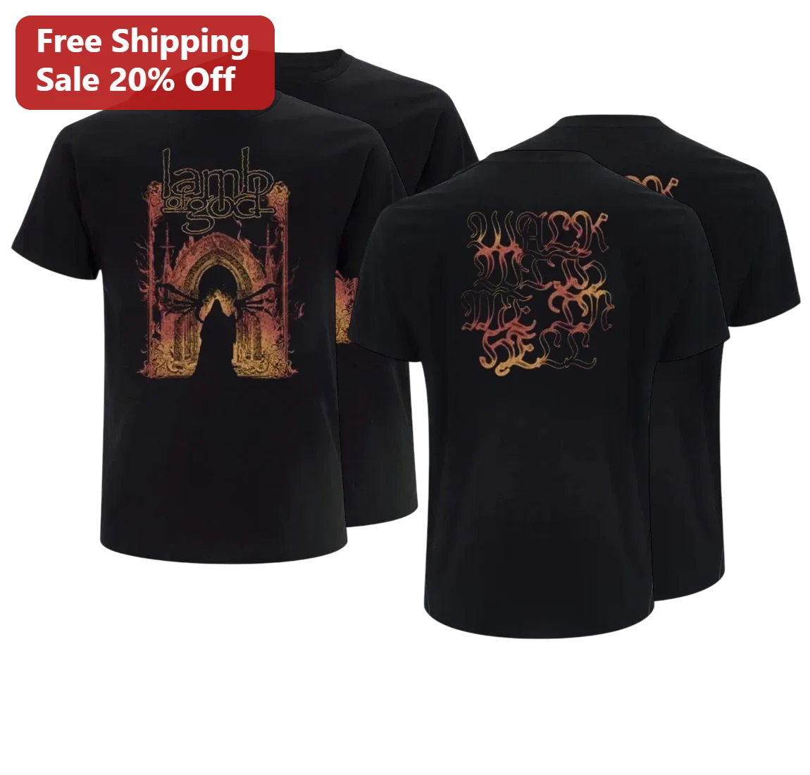 Lamb of God Walk With Me In Hell Tee Gothic Heavy Metal Band Shirt Gift for Metal Fans