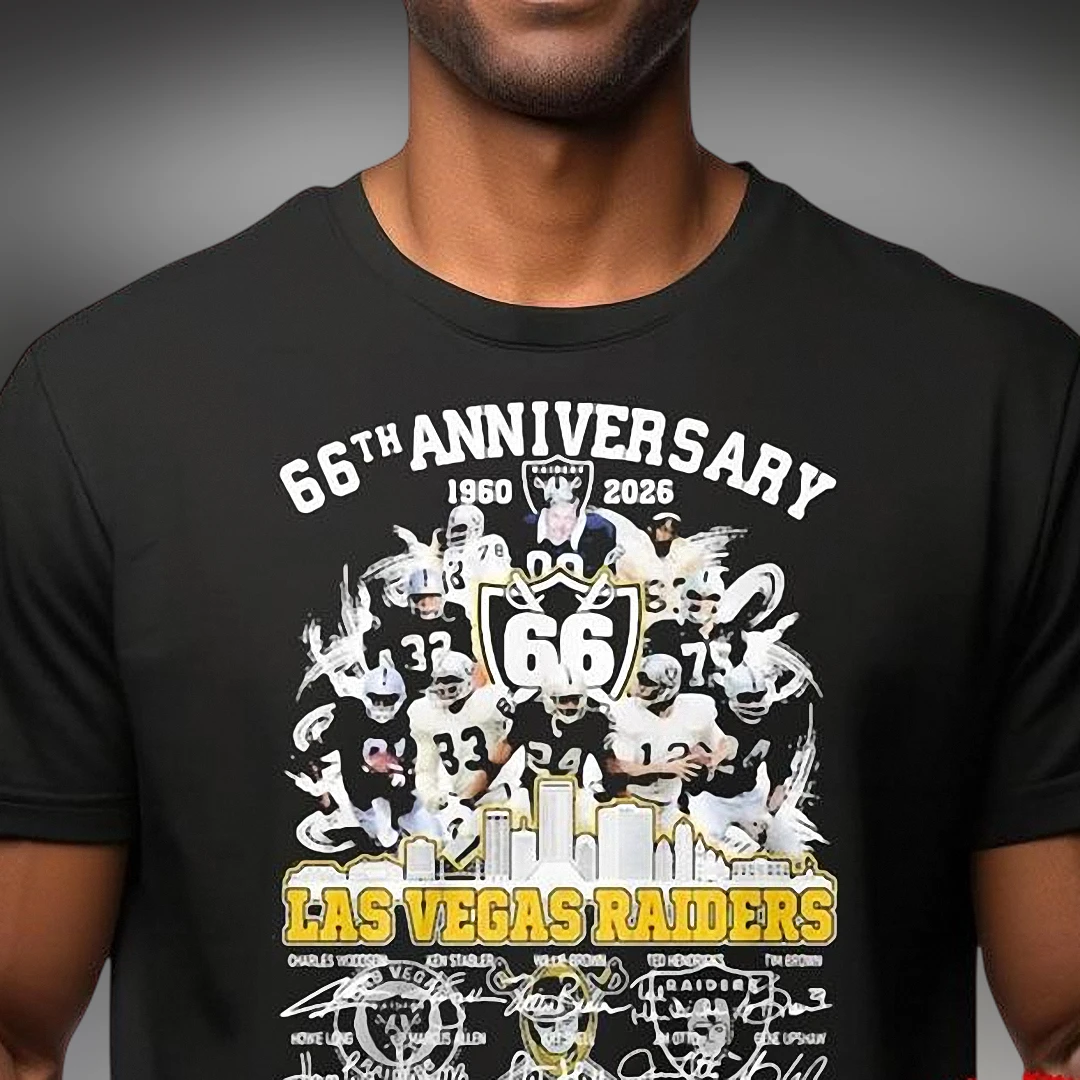 Las Vegas Raiders 66th Anniversary 1960-2026 Legends Signatures Tee, Football Fan Gift