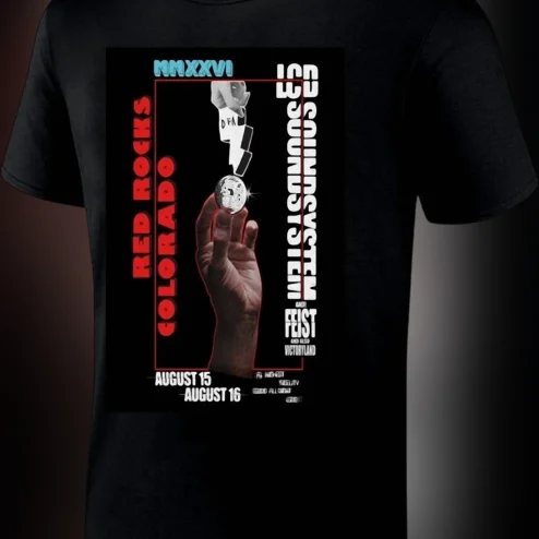 LCD Soundsystem Red Rocks 2026 Tee Feist Victoryland August 15 16 Concert Commemorative Shirt