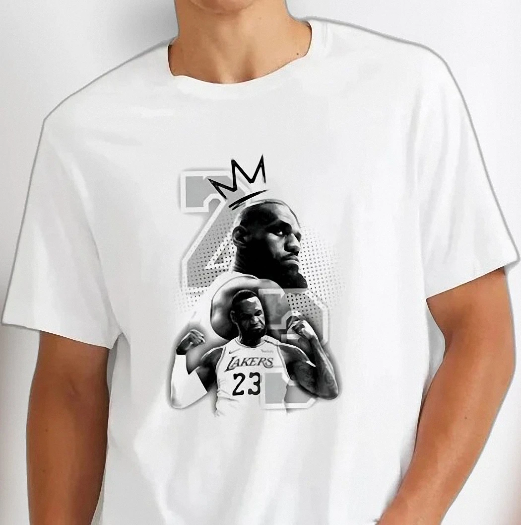 LeBron James Graphic Tee King Crown Basketball Player Portrait Shirt Fan Gift