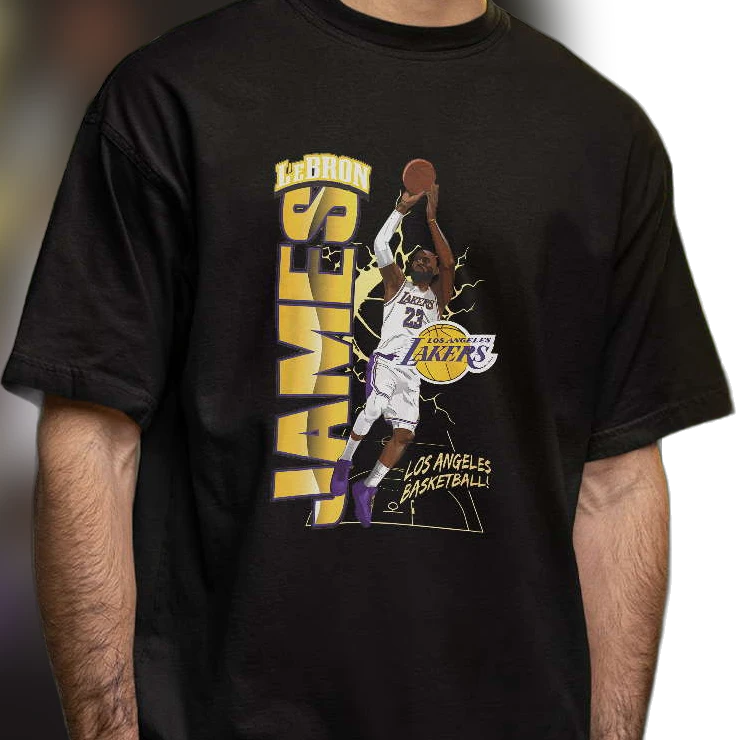 LeBron James Los Angeles Lakers Graphic Tee, Retro Los Angeles Basketball Fan Tribute Shirt