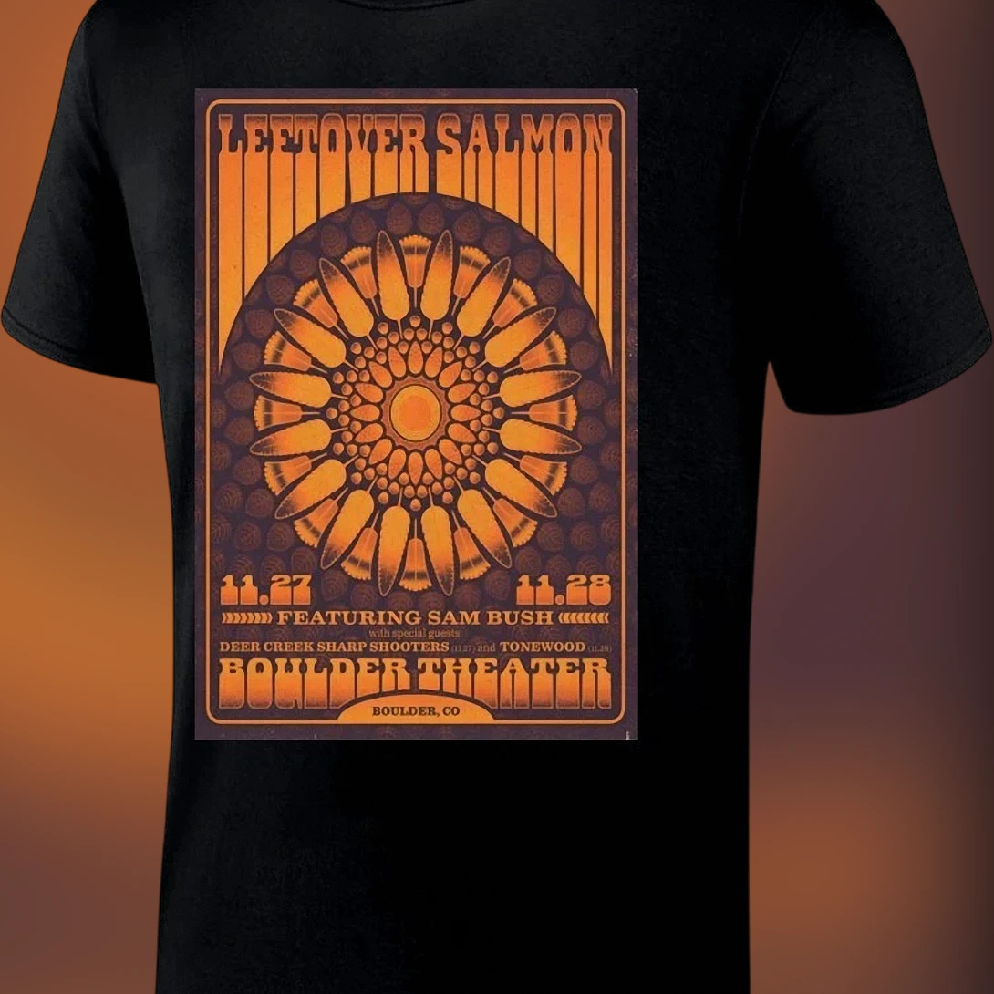 Leftover Salmon Featuring Sam Bush Boulder Theater Tee Retro Bluegrass Concert Poster Shirt
