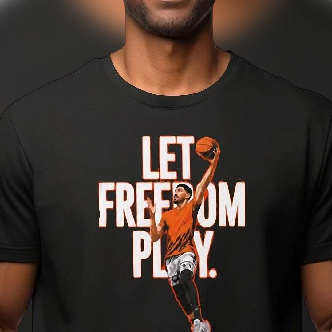 Let Freedom Play Basketball Graphic Tee, Motivational Sports Player Silhouette Shirt, Athletic Lifestyle Apparel Gift