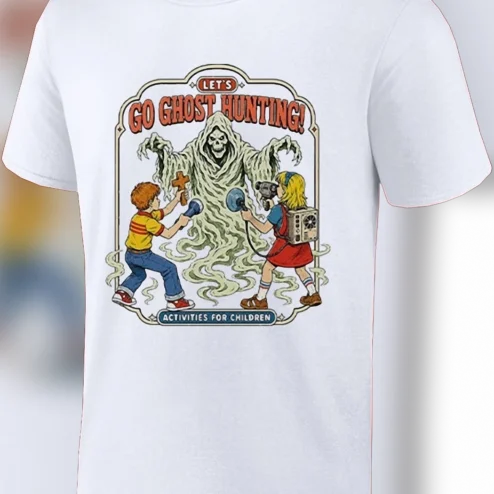 Let's Go Ghost Hunting Activities For Children Retro Graphic Tee, Vintage Spooky Halloween Shirt