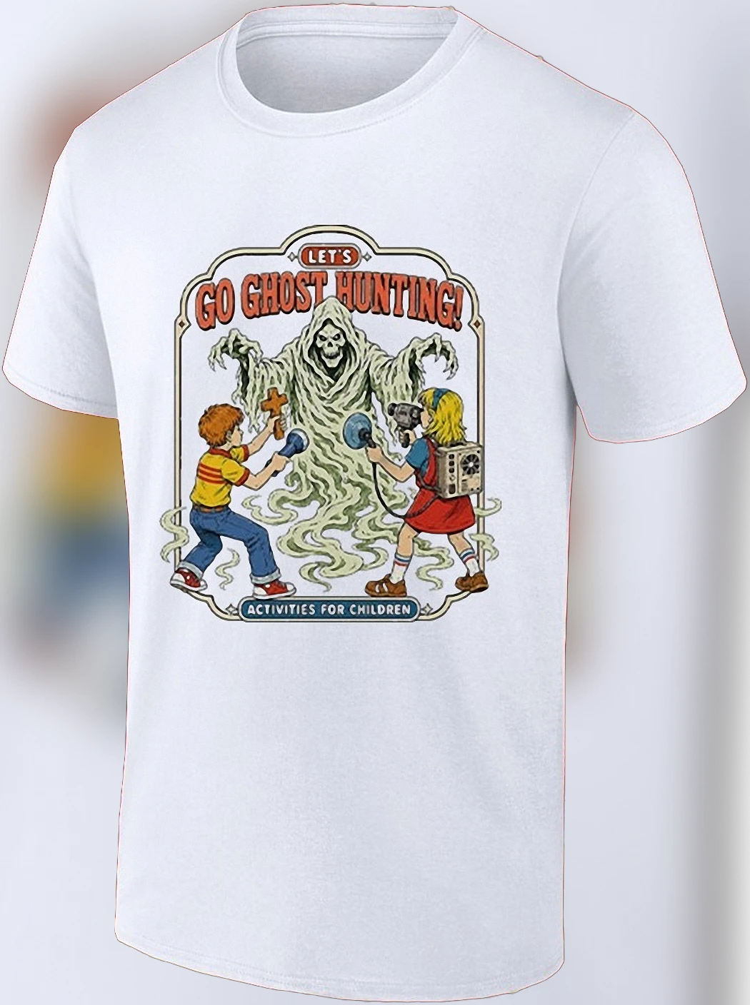 Let's Go Ghost Hunting Activities for Children Tee Vintage Retro Spooky Halloween Graphic Shirt