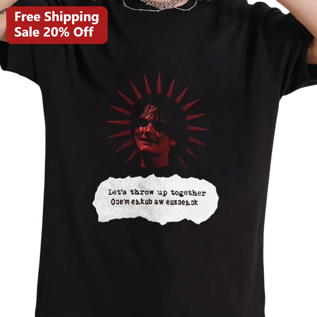 Let's Throw Up Together Tee, Gothic Occult Graphic T-Shirt, Dark Grunge Alternative Clothing Gift for Goth and Edgy Fashion Fans