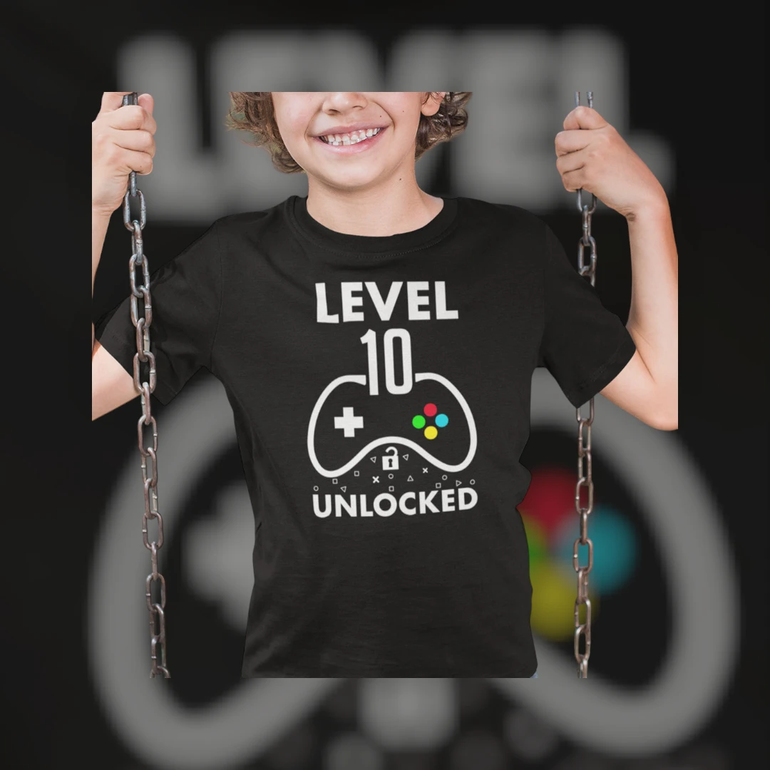 Level Unlocked Gamer Birthday Tee Custom Age Video Game Controller Shirt