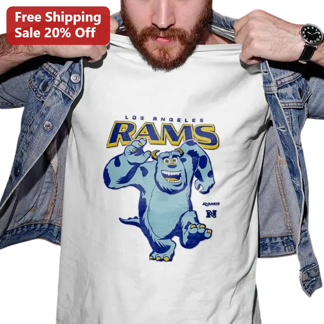 Los Angeles Rams Sulley Monsters Inc Mashup Tee, NFL Football Fan Gift