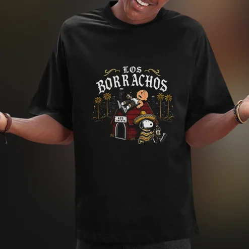 Los Borrachos Tee Funny Snoopy Charlie Brown Drinking Parody Shirt Cinco de Mayo Party Graphic Tee
