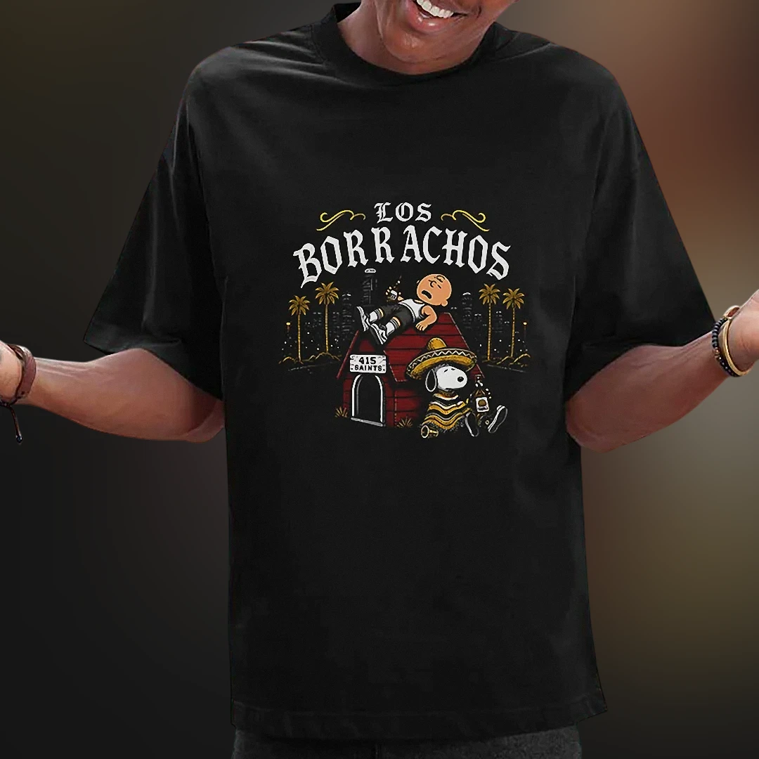 Los Borrachos Tee Funny Snoopy Charlie Brown Drinking Parody Shirt Cinco de Mayo Party Graphic Tee