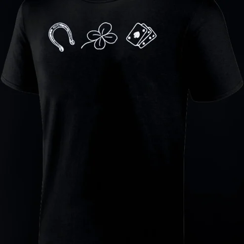 Lucky Horseshoe Clover Playing Cards Tee, Minimalist Good Luck Charm Graphic Shirt
