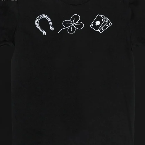 Lucky Symbols Graphic Tee, Minimalist Horseshoe Clover Playing Cards Good Luck Charm Unisex Shirt