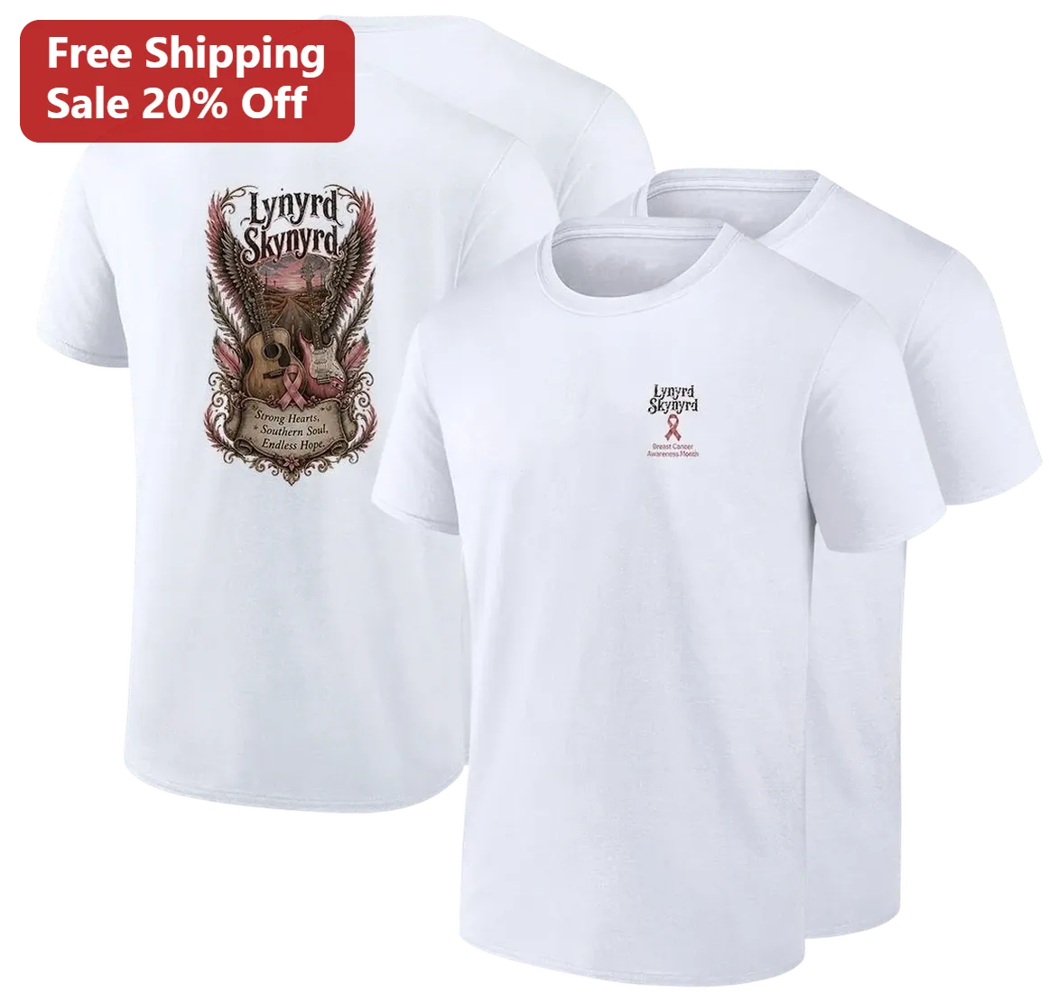 Lynyrd Skynyrd Strong Hearts Southern Soul Endless Hope Breast Cancer Awareness Month Tee Gift For Rock Fans