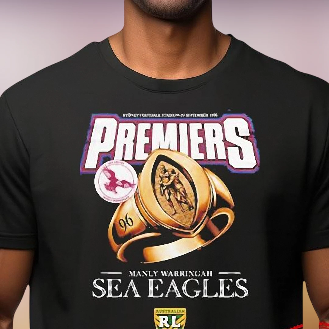 Manly Warringah Sea Eagles 1996 Premiers Vintage Tee, Retro Australian Rugby League Graphic T-Shirt Fan Gift