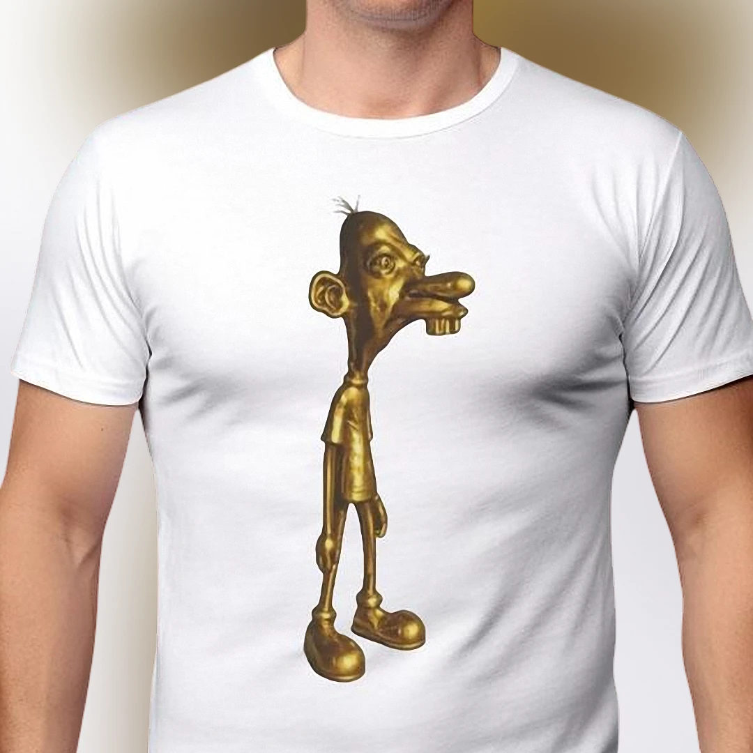 Manny Heffley Gold Statue Graphic Tee Funny Meme Wimpy Kid Fan Shirt for Men and Women