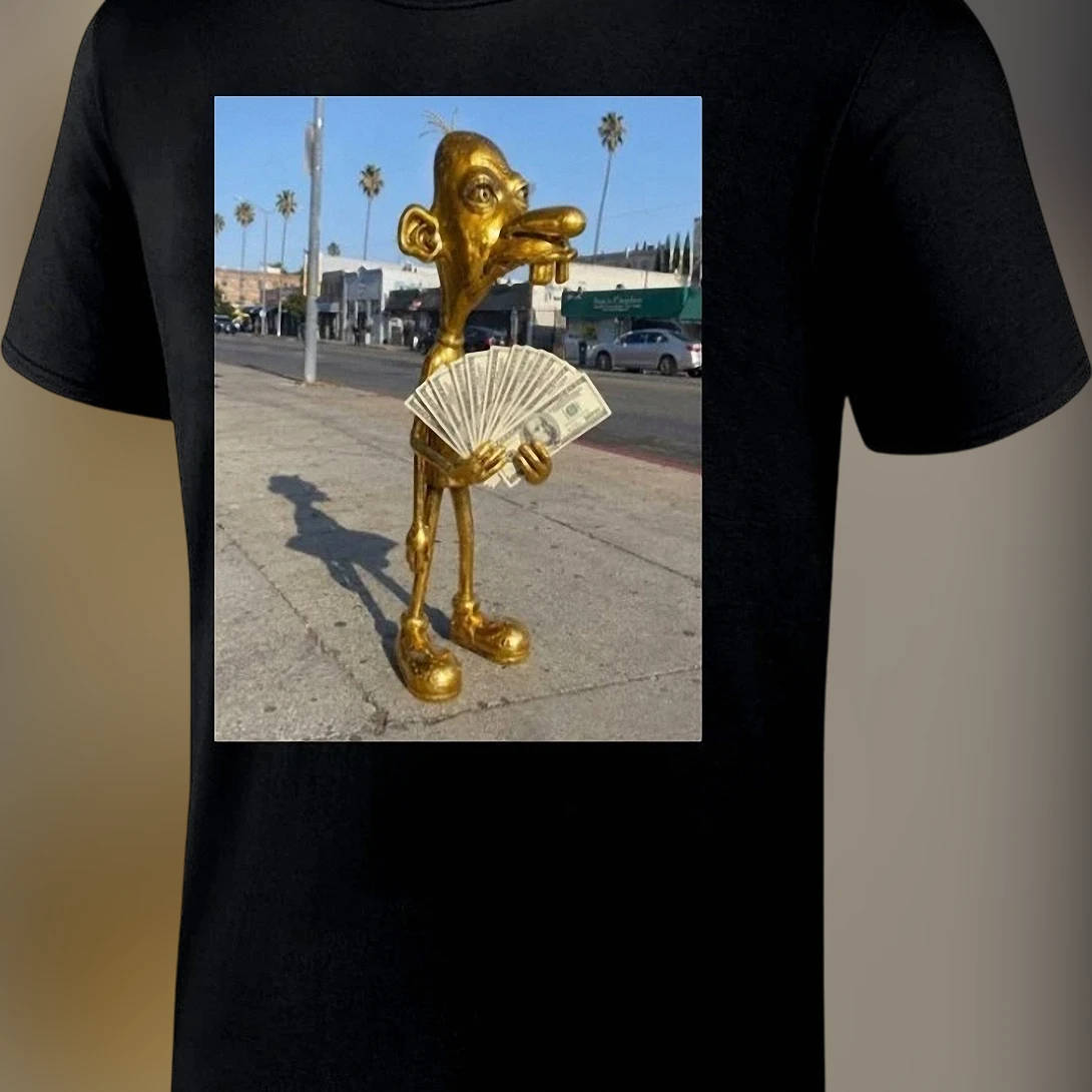 Manny Heffley Graphic Tee Funny Gold Statue Meme T-Shirt Nostalgia Streetwear Shirt