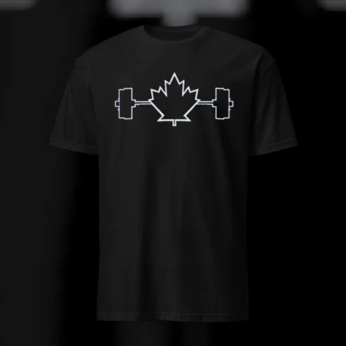 Maple Leaf Barbell Weightlifting T-Shirt Canadian Fitness Gym Tee