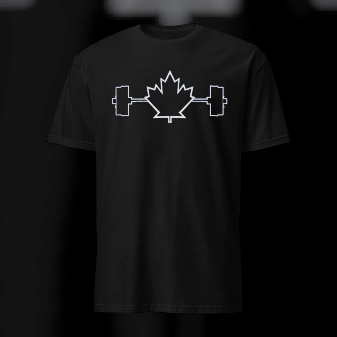 Maple Leaf Barbell Weightlifting T-Shirt Canadian Fitness Gym Tee