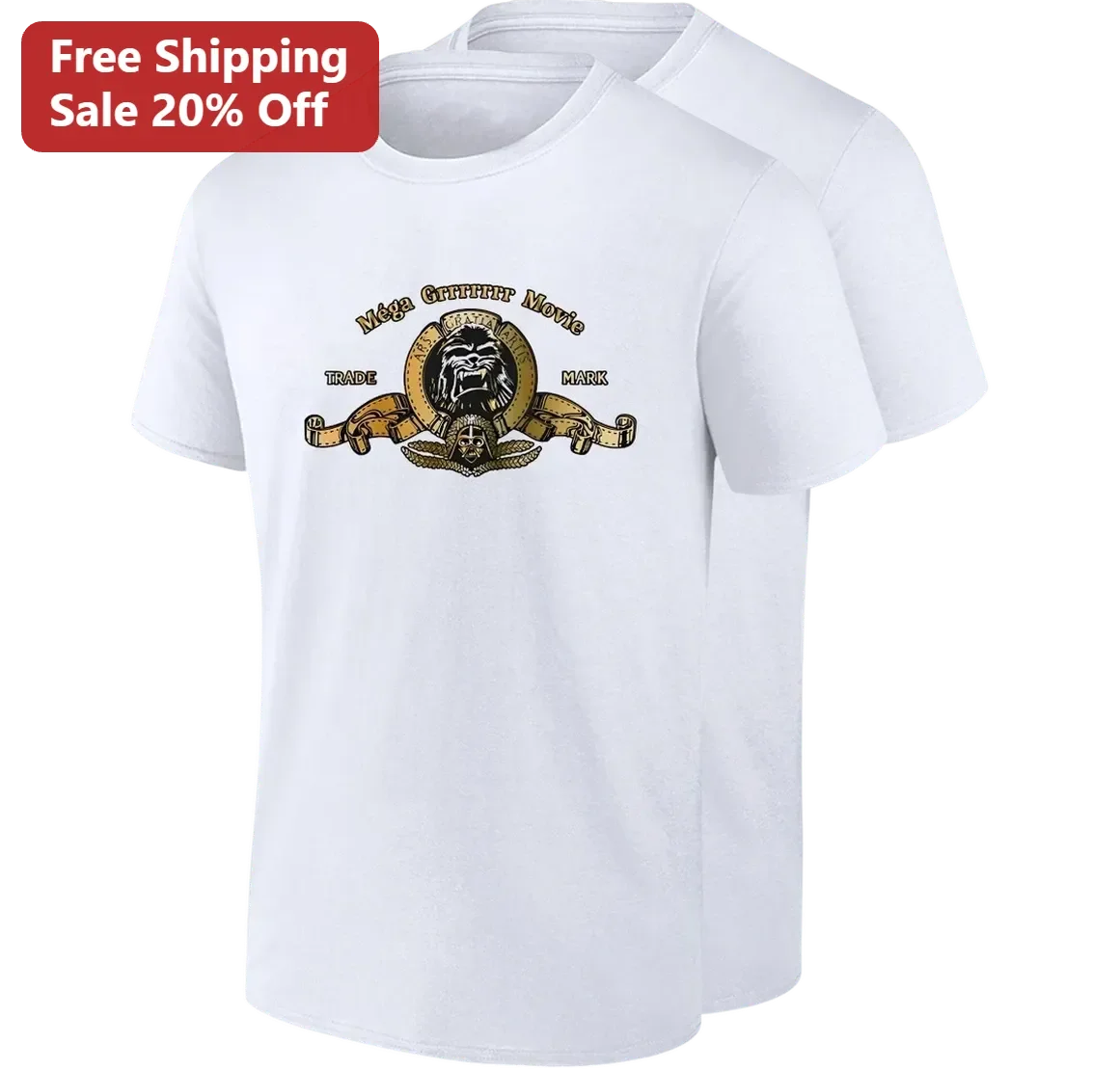 Méga Movie Tee Funny Chewbacca Darth Vader Parody Shirt Gift for Star Wars Fans Movie Buffs