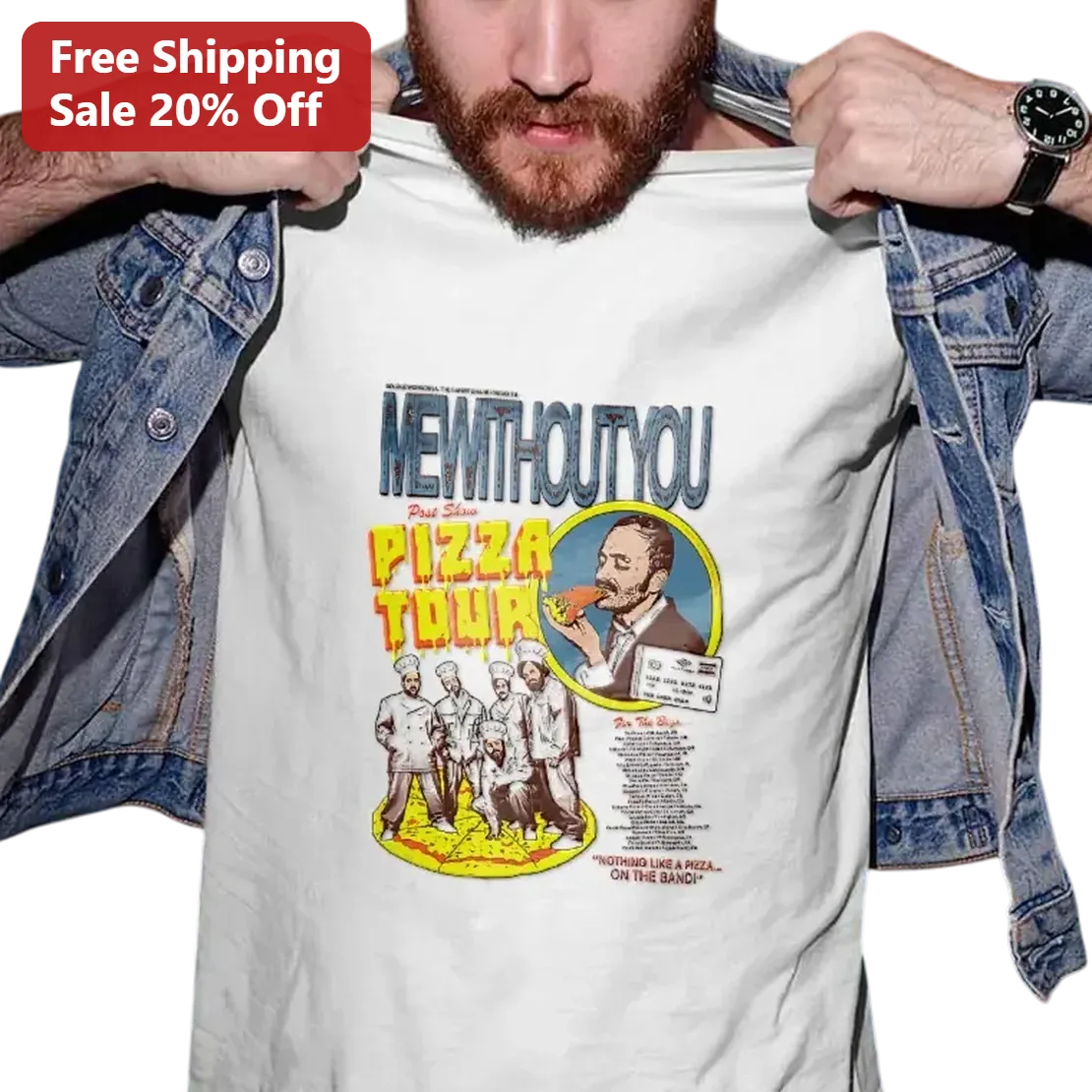 MewithoutYou Post Show Pizza Tour Tee, Nothing Like A Pizza On The Bandi, Vintage Indie Rock Band Merch Gift for Fans