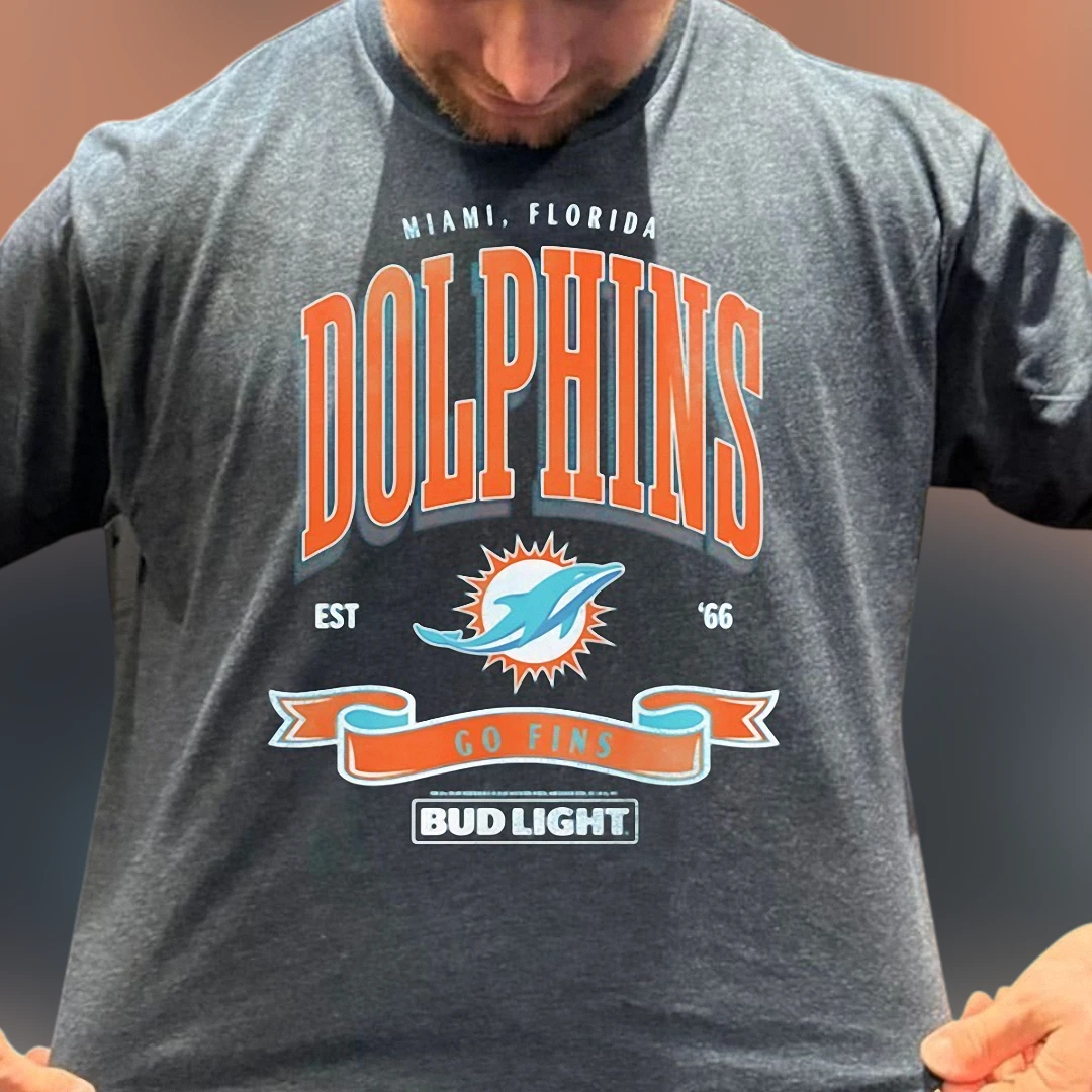 Miami Dolphins EST '66 Go Fins Tee, Retro Football Game Day Graphic T-Shirt