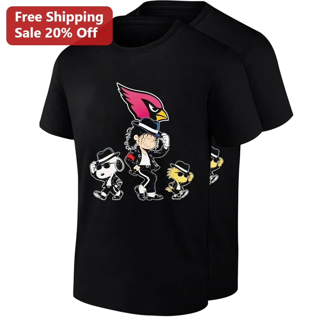 Michael Jackson Tee Snoopy Woodstock Arizona Cardinals Smooth Criminal Dance Crossover Gift for Football Fans
